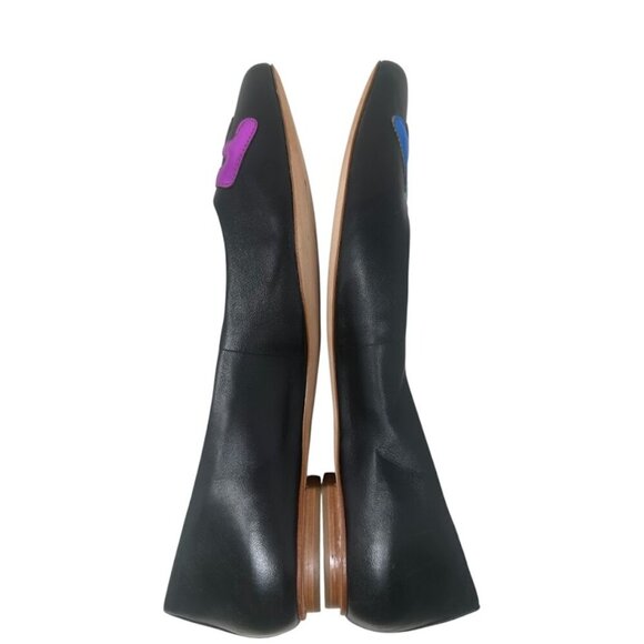 New Kate Spade Elliot “FUN” Printed Black Leather Pointed Toe Flats Size 11 - Picture 8 of 13